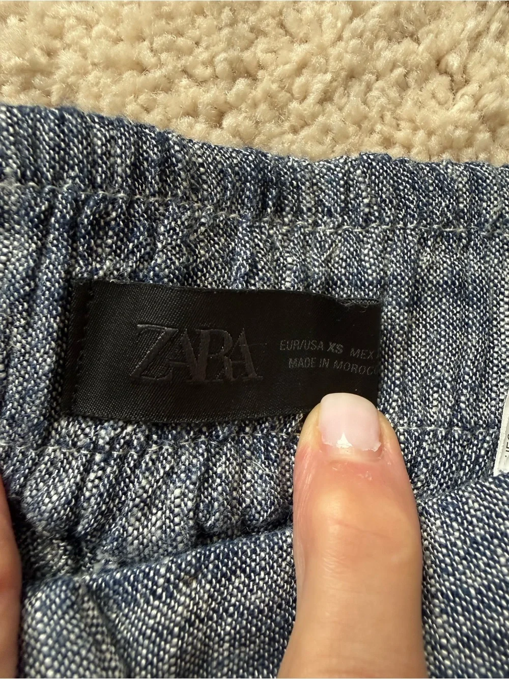 Zara Wide-Leg High-Waist Gray Linen Blend Pants sz XS